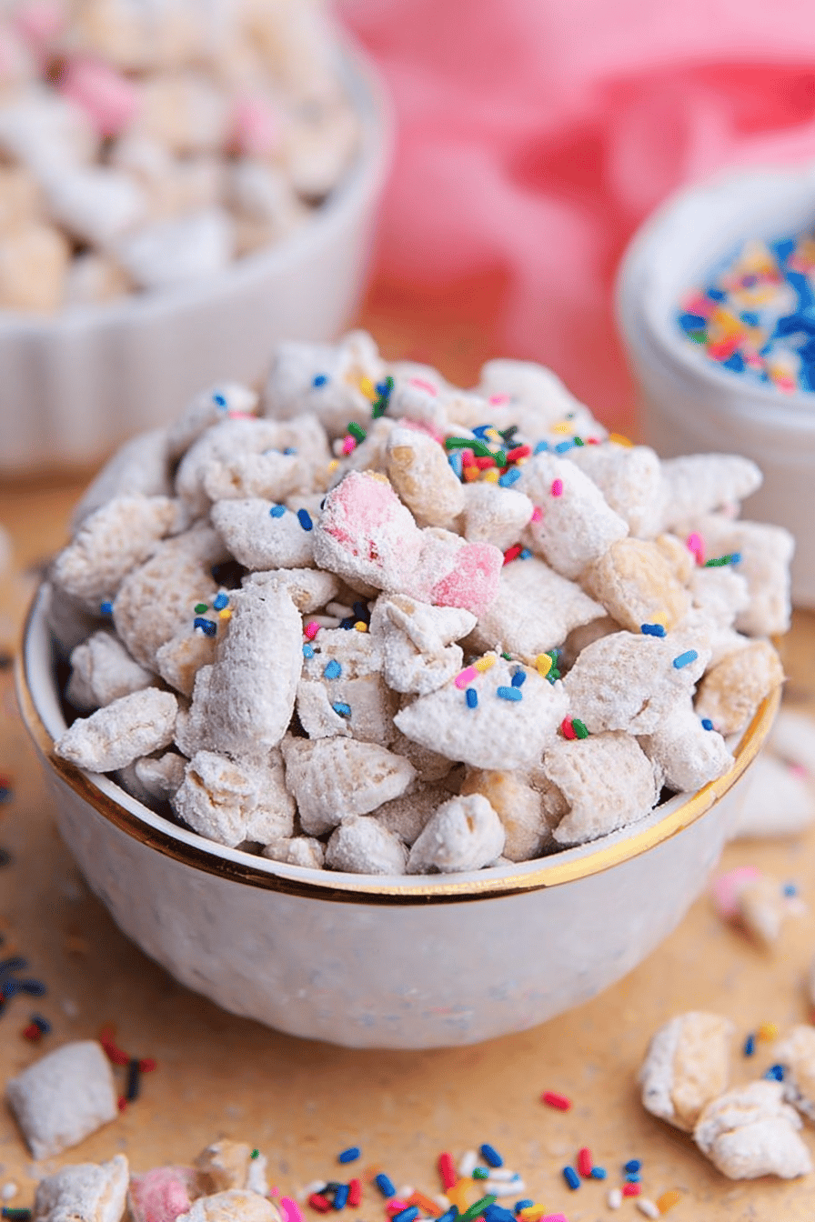Funfetti Birthday Cake Puppy Chow Crunch