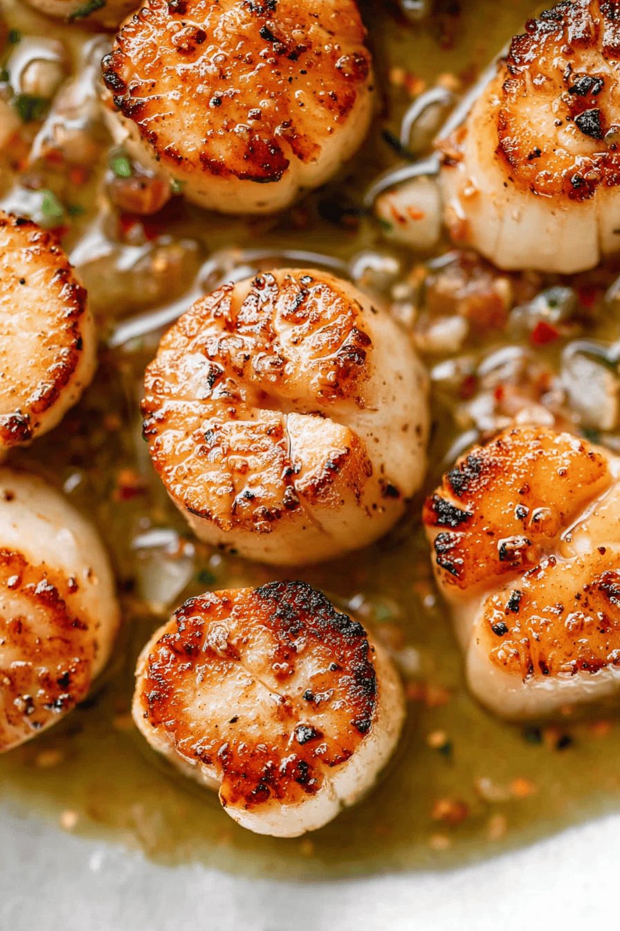 Golden-Crusted Pan-Seared Scallops with Garlic Butter
