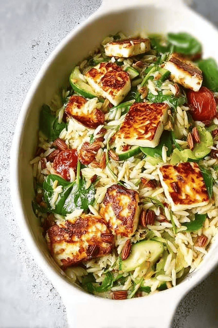 Grilled Haloumi and Orzo BBQ Salad