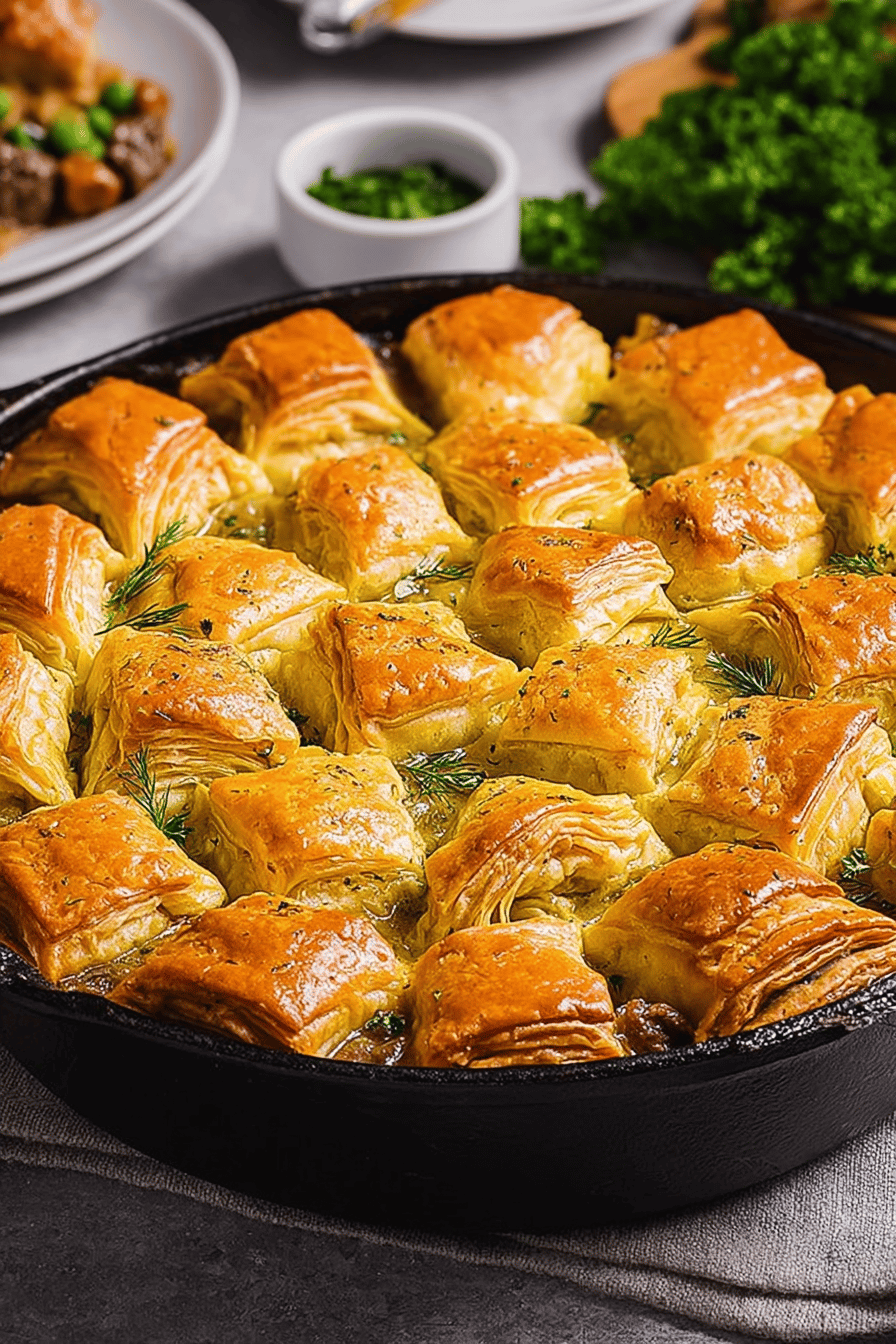 Hearty Beef Pot Pie with Flaky Biscuits