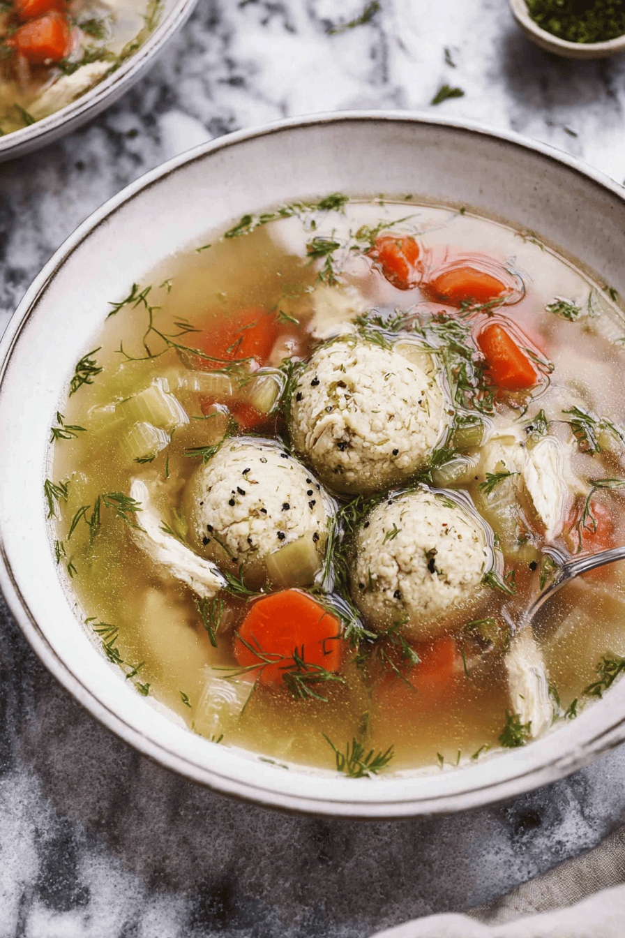 Homemade Matzo Ball Soup Recipe with Chicken Broth