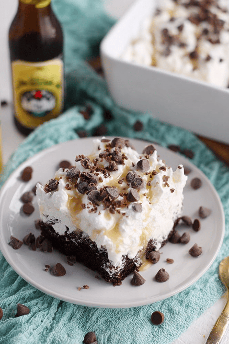 Irish Cream Poke Cake with Fudgy Layers