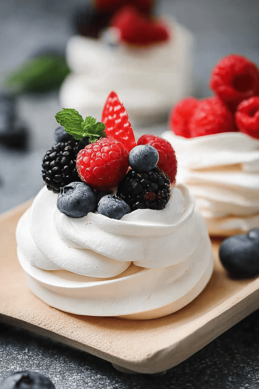 Mini Pavlova Delight with Berries & Cream