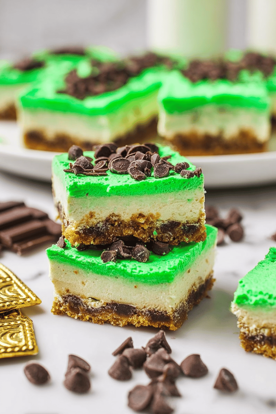 Minty Grasshopper Cheesecake Bars for St Patrick’s Day
