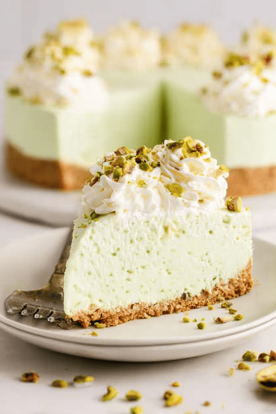 No-Bake Pistachio Pudding Cheesecake Delight