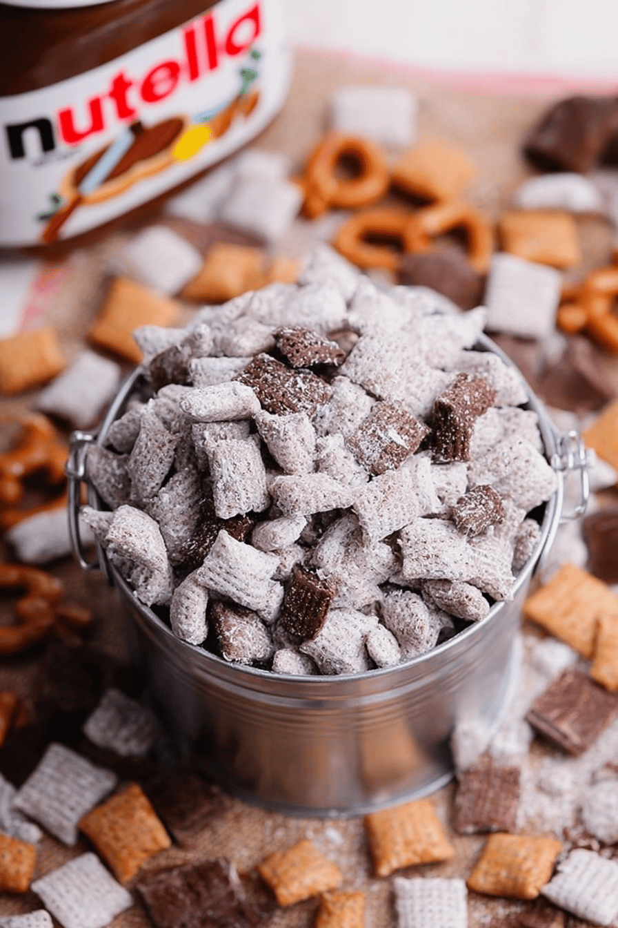 Nutella Puppy Chow Chex Mix Party Hit