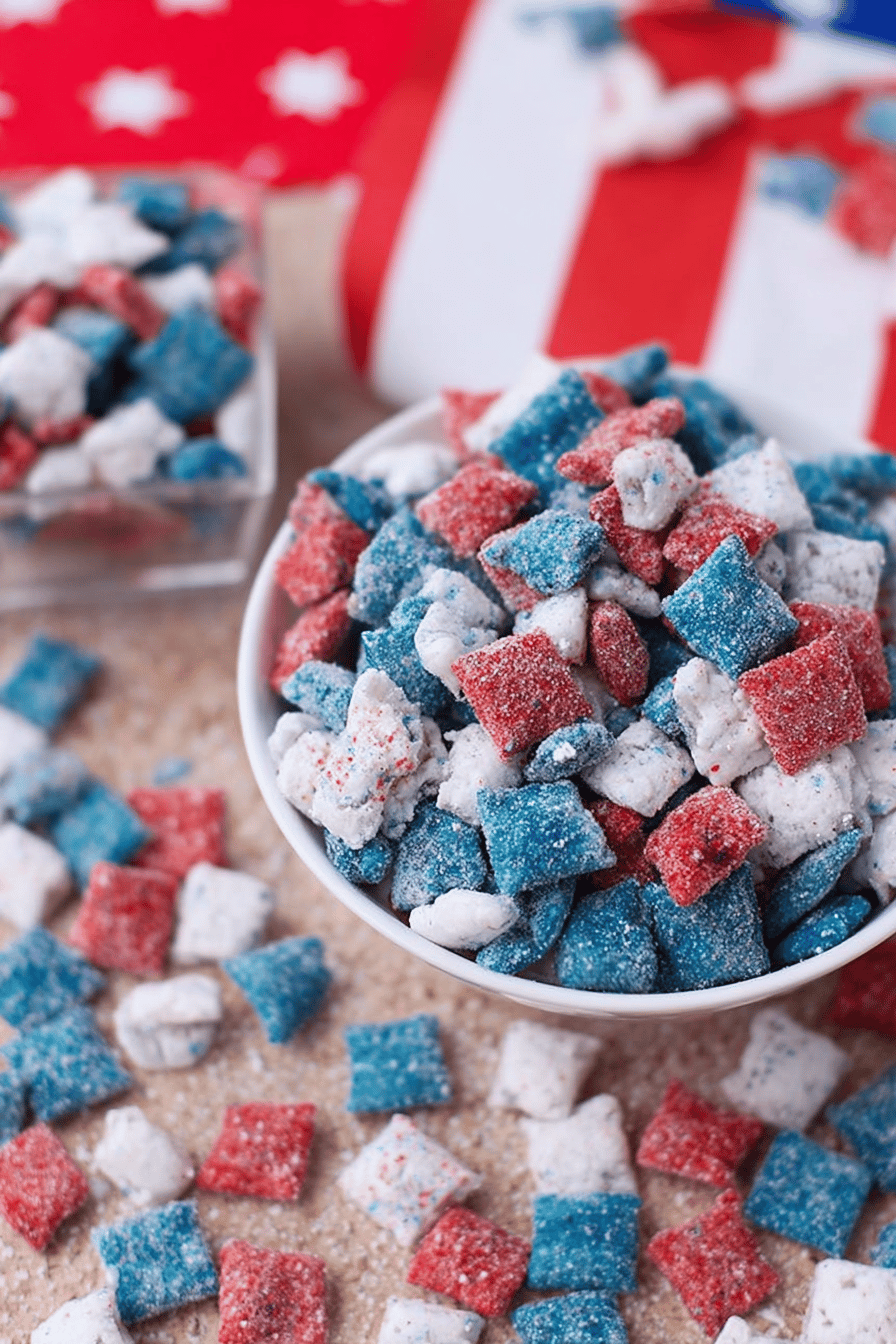 Patriotic Red White and Blue Puppy Chow