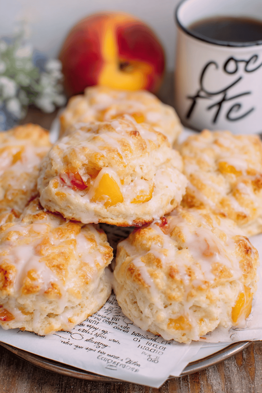 Peach Buttermilk Biscuits with Vanilla Glaze