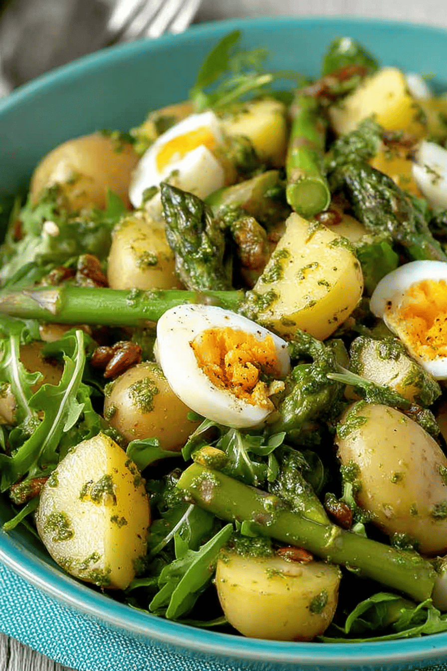 Pesto Potato Asparagus Salad with Pine Nuts