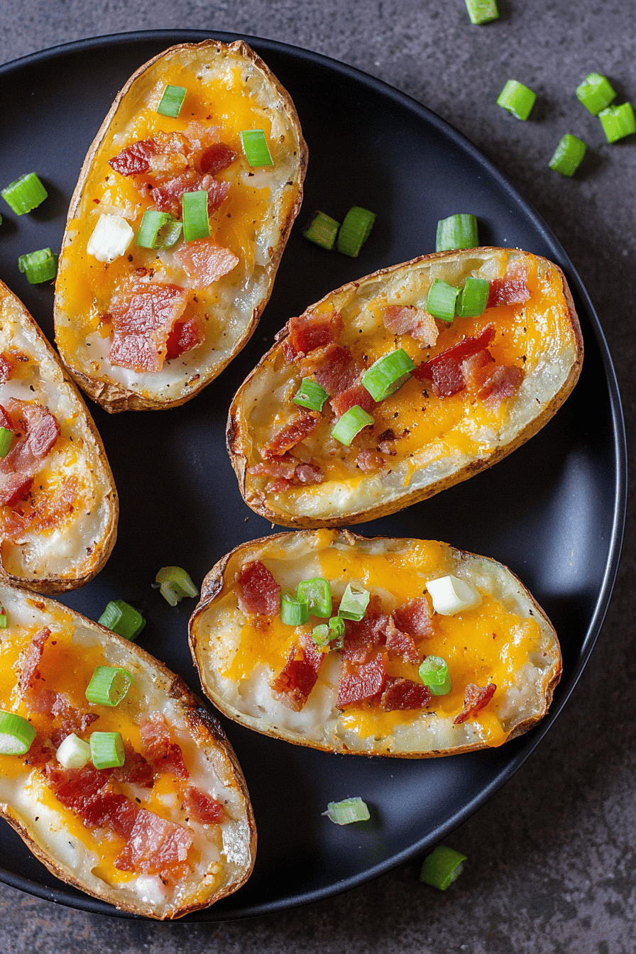 Quick Air Fryer Potato Skins with Bacon & Cheese