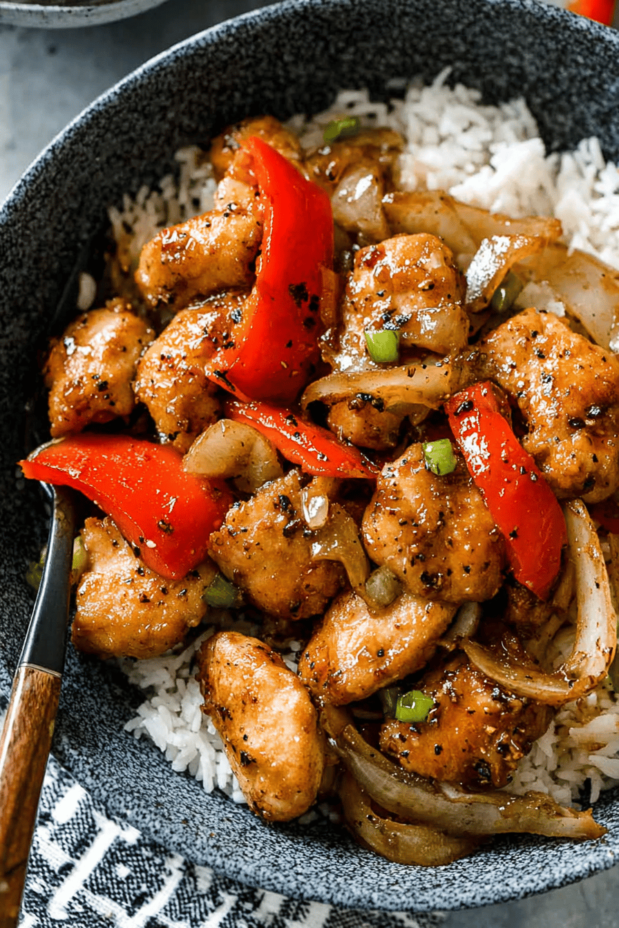 Quick Black Pepper Chicken Stir-Fry with Rice