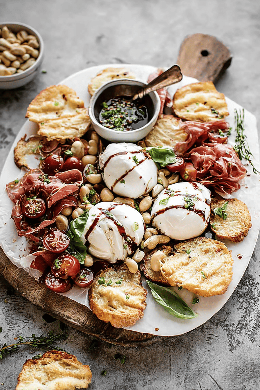 Quick Burrata Board with Pear & Prosciutto