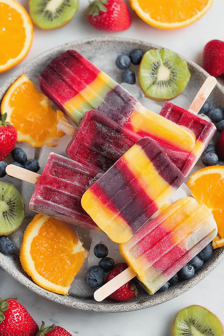 Rainbow Fruit Honey Popsicles for Summer