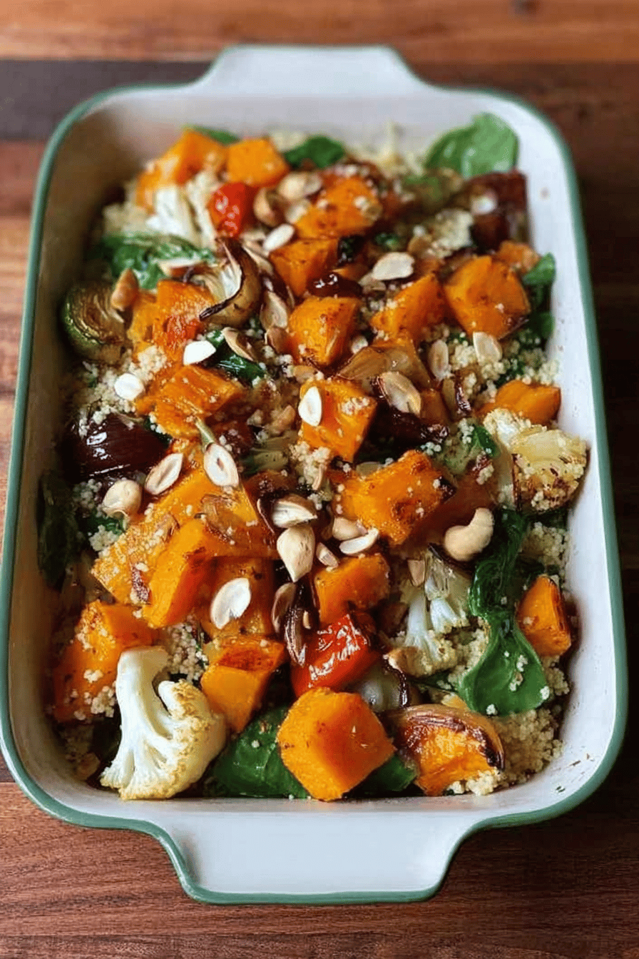 Roasted Veggie Spinach Couscous Salad
