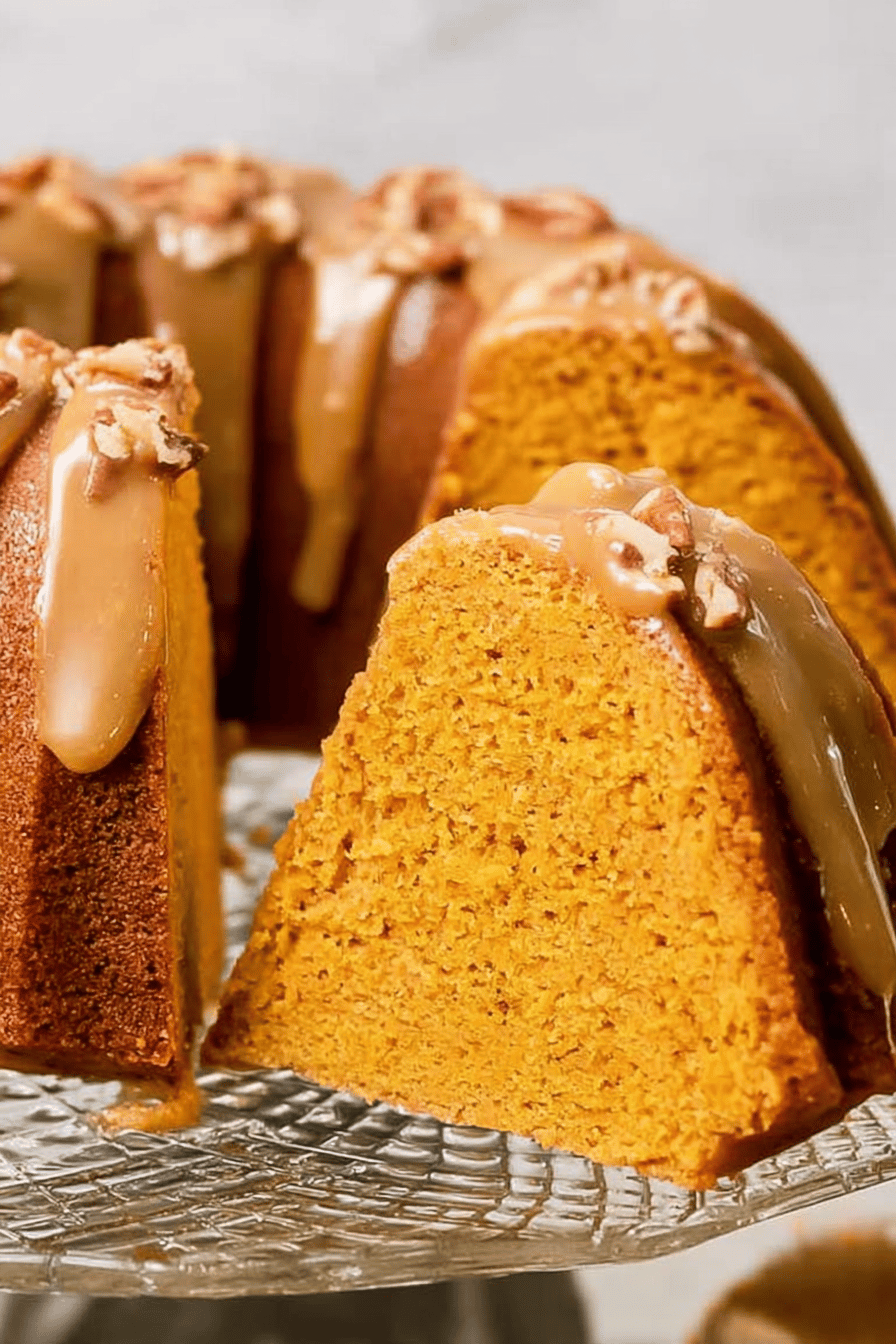 Spiced Sweet Potato Pound Cake with Brown Sugar Glaze