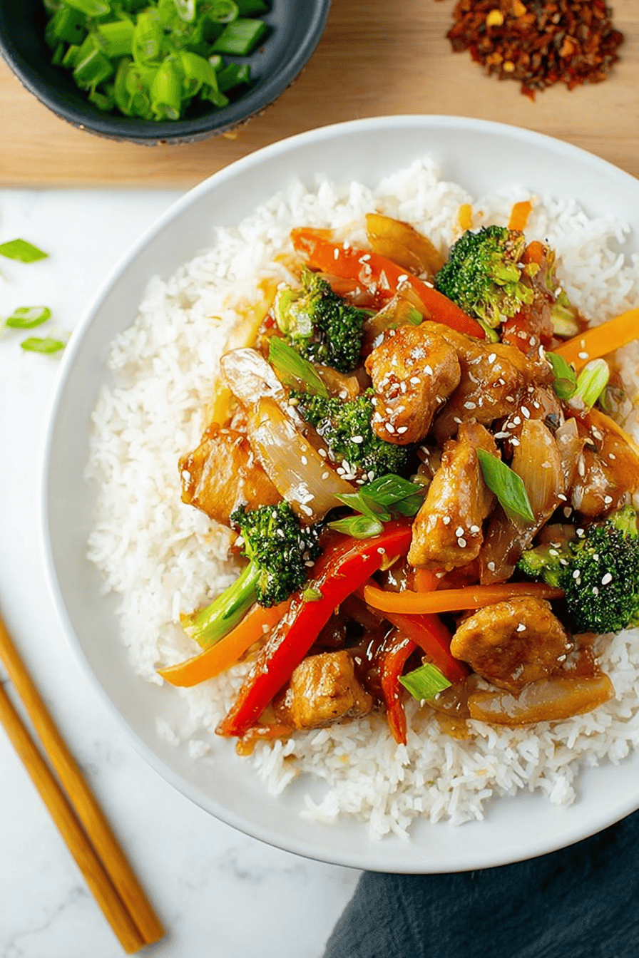 Sticky Pork Stir Fry with Crisp Veggies