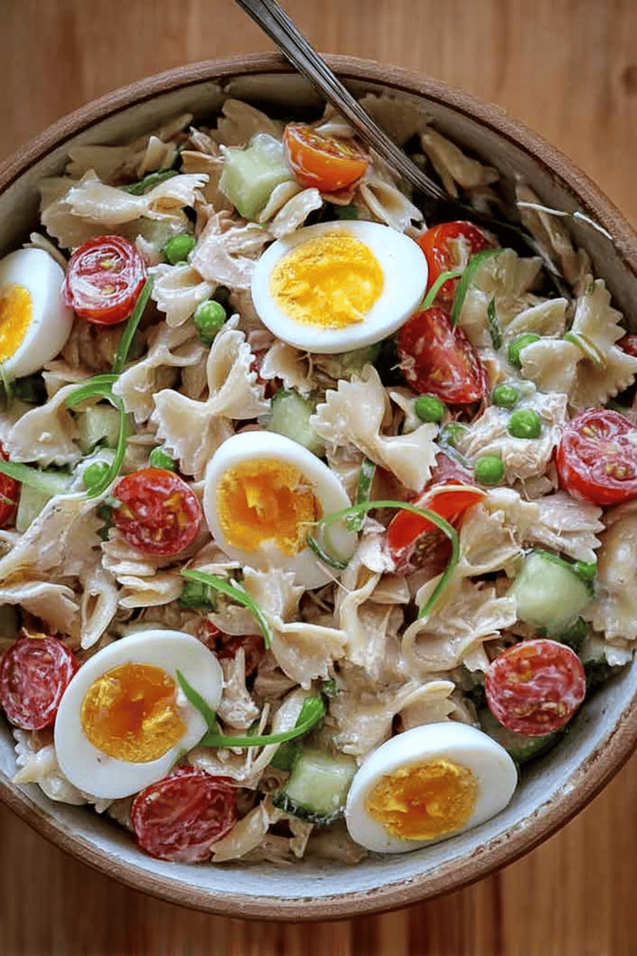 Summer Pasta Salad with Eggs and Tasty Dressing