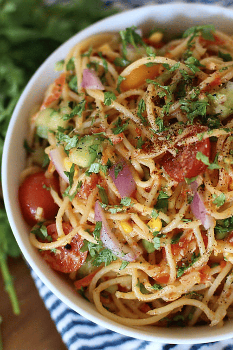 Zesty Italian Ranch Spaghetti Salad for Cookouts