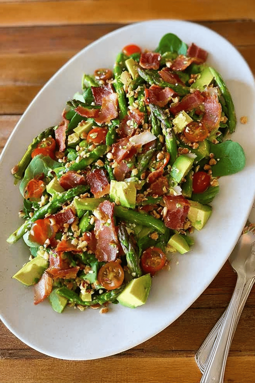 Asparagus Bacon Avocado Spring Salad with Pesto