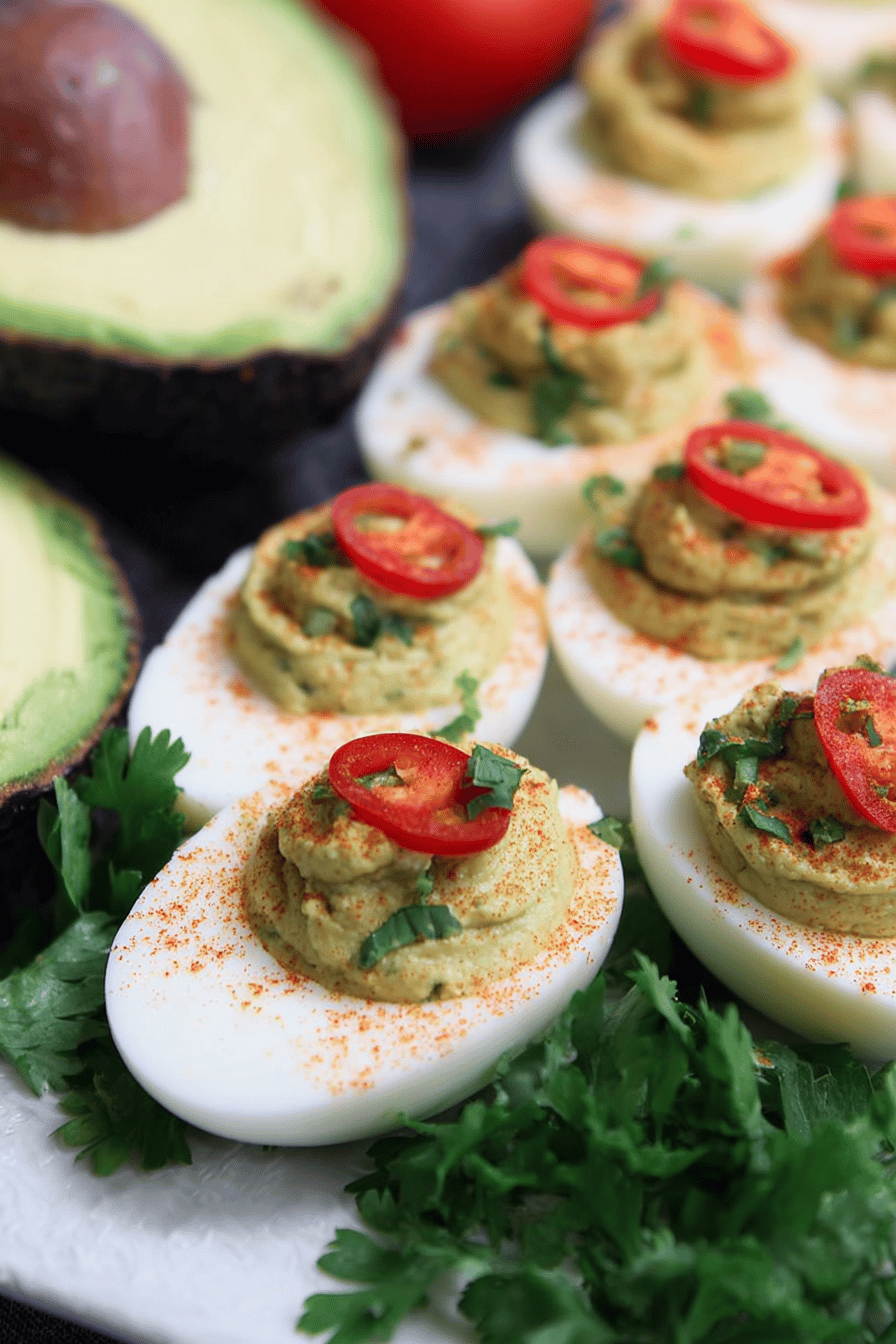Avocado Guacamole Deviled Eggs