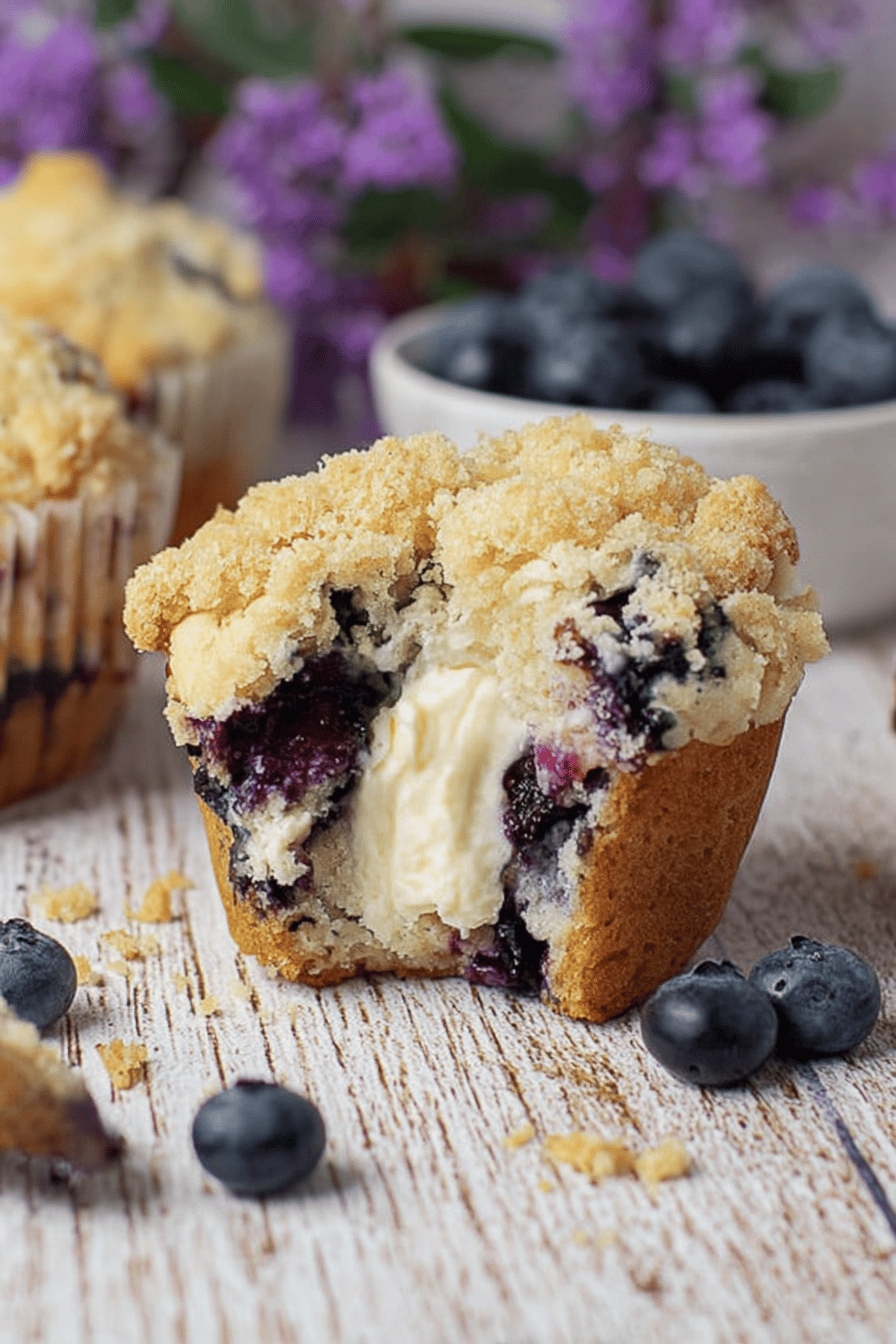 Blueberry Cream Cheese Streusel Muffins
