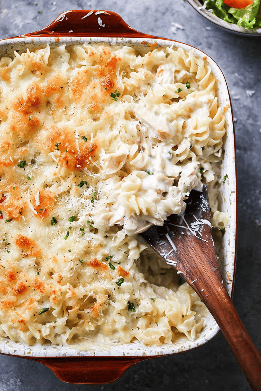 Cheesy Baked Chicken Noodle Casserole