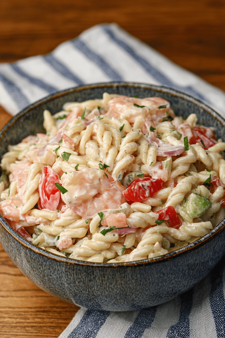 Citrus Shrimp Pasta Salad with Crunchy Veggies