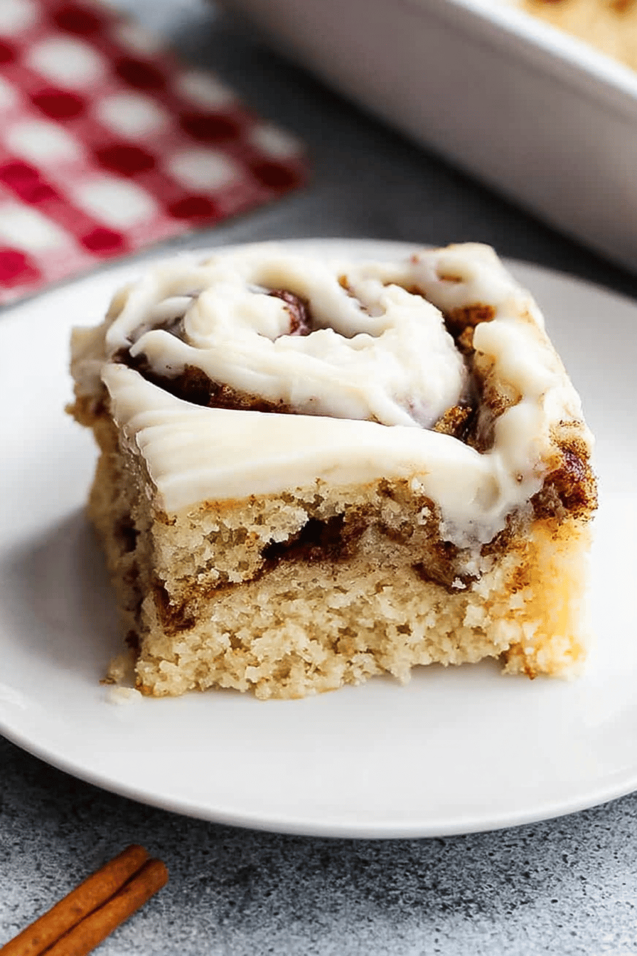 Cream Cheese Frosted Cinnamon Roll Cake