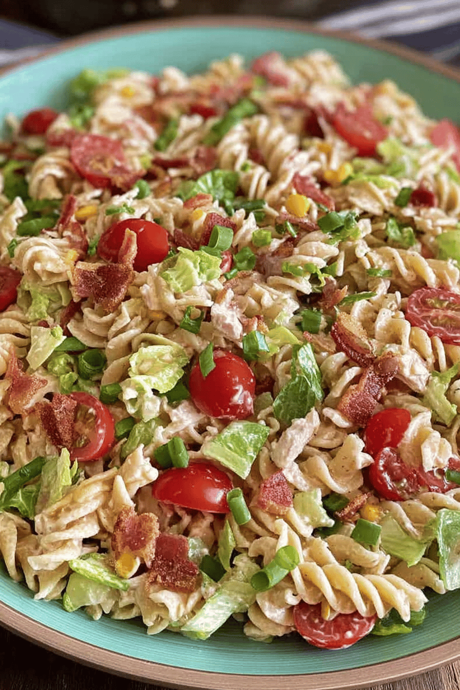 Creamy BLT Pasta Salad with Mustard Dressing