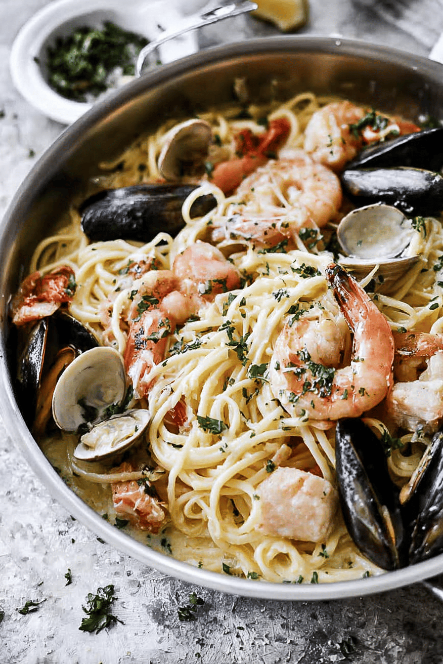 Creamy Seafood Pasta with Shrimp and Parmesan