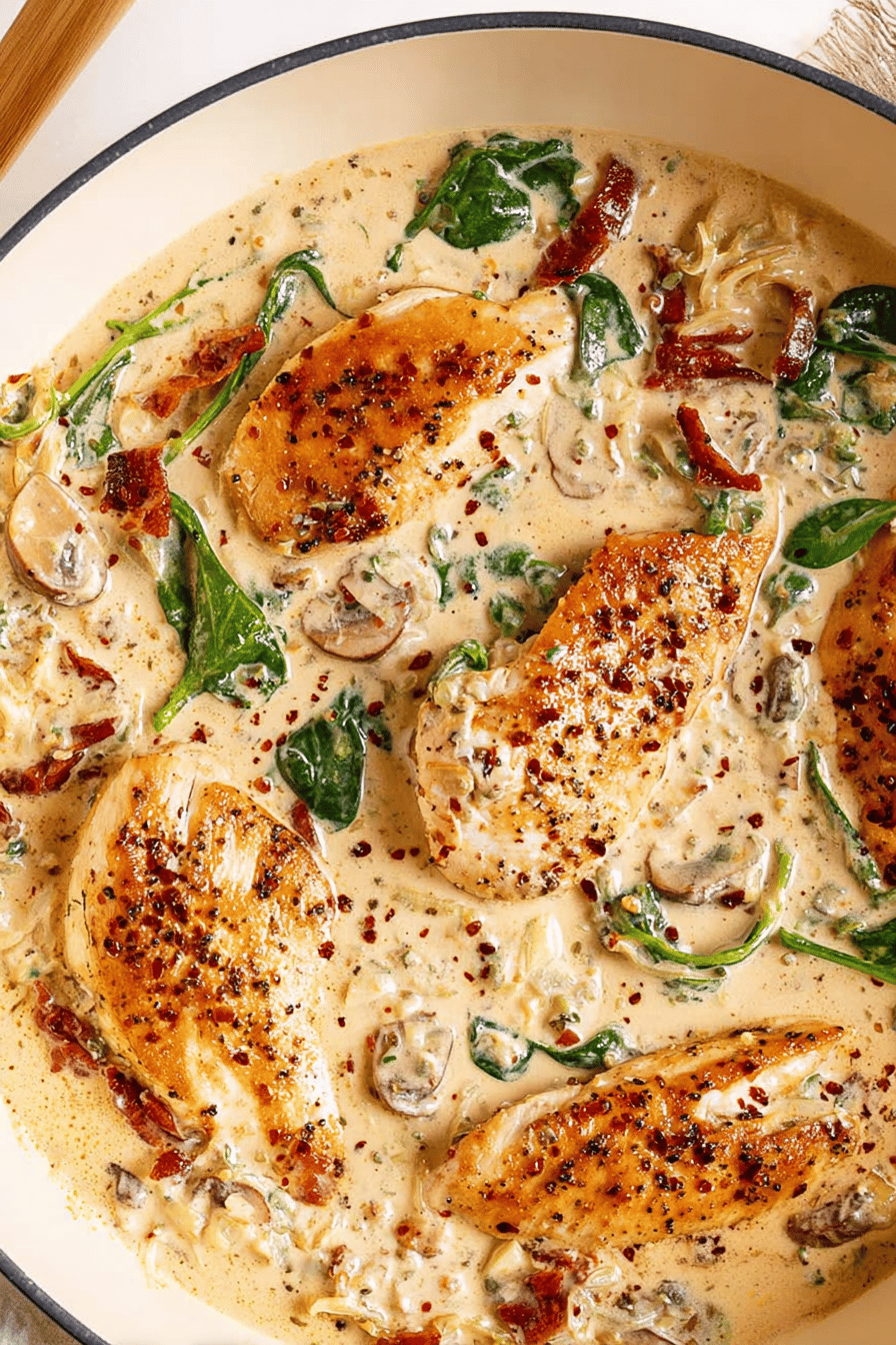 Creamy Tuscan Chicken Cutlets with Spinach