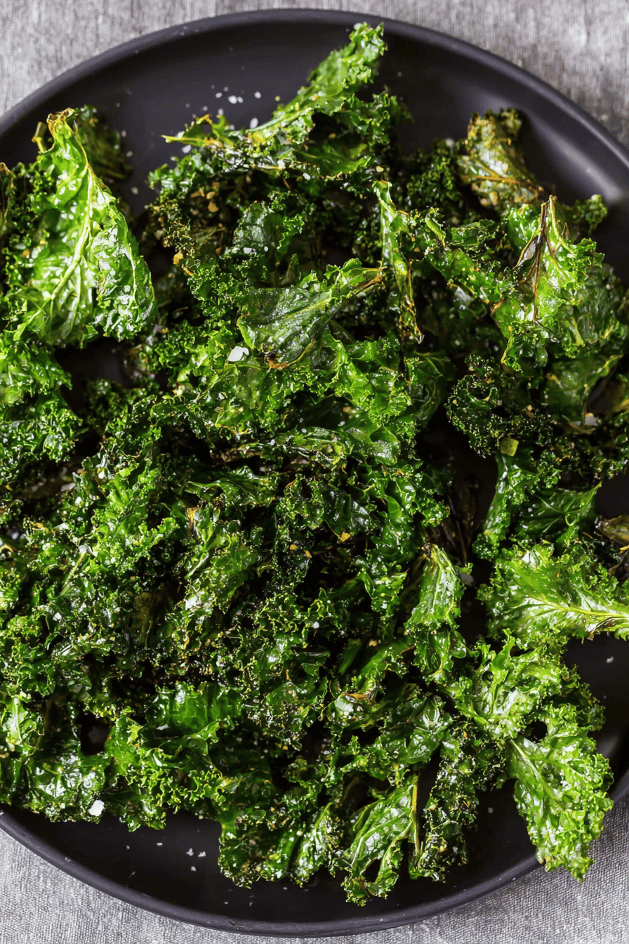 Crispy Air Fryer Kale Chips in Three Ingredients