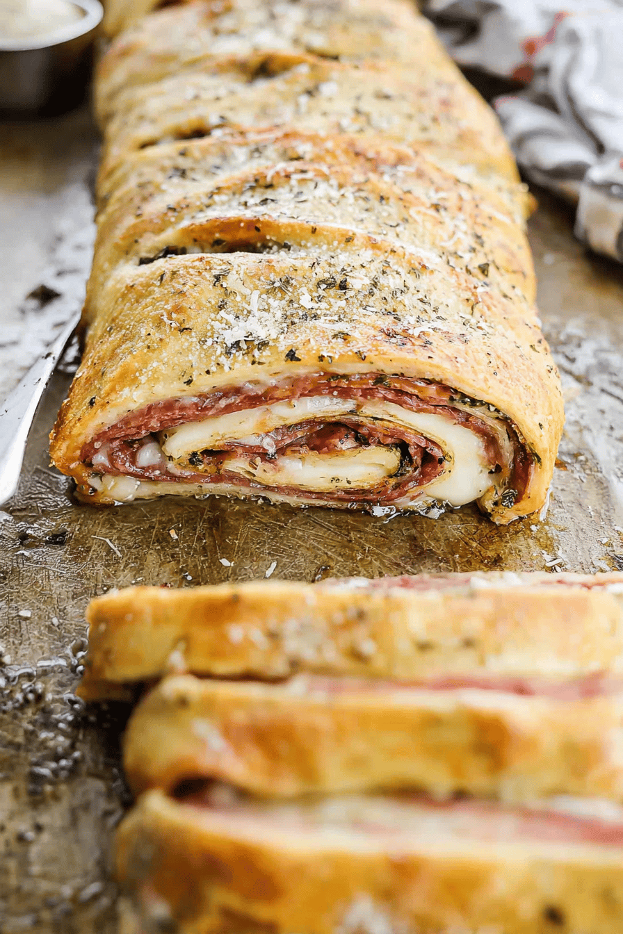 Easy Ham and Cheese Stromboli with Salami