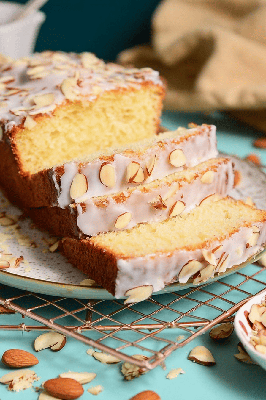 Easy Moist Almond Pound Cake with Glaze