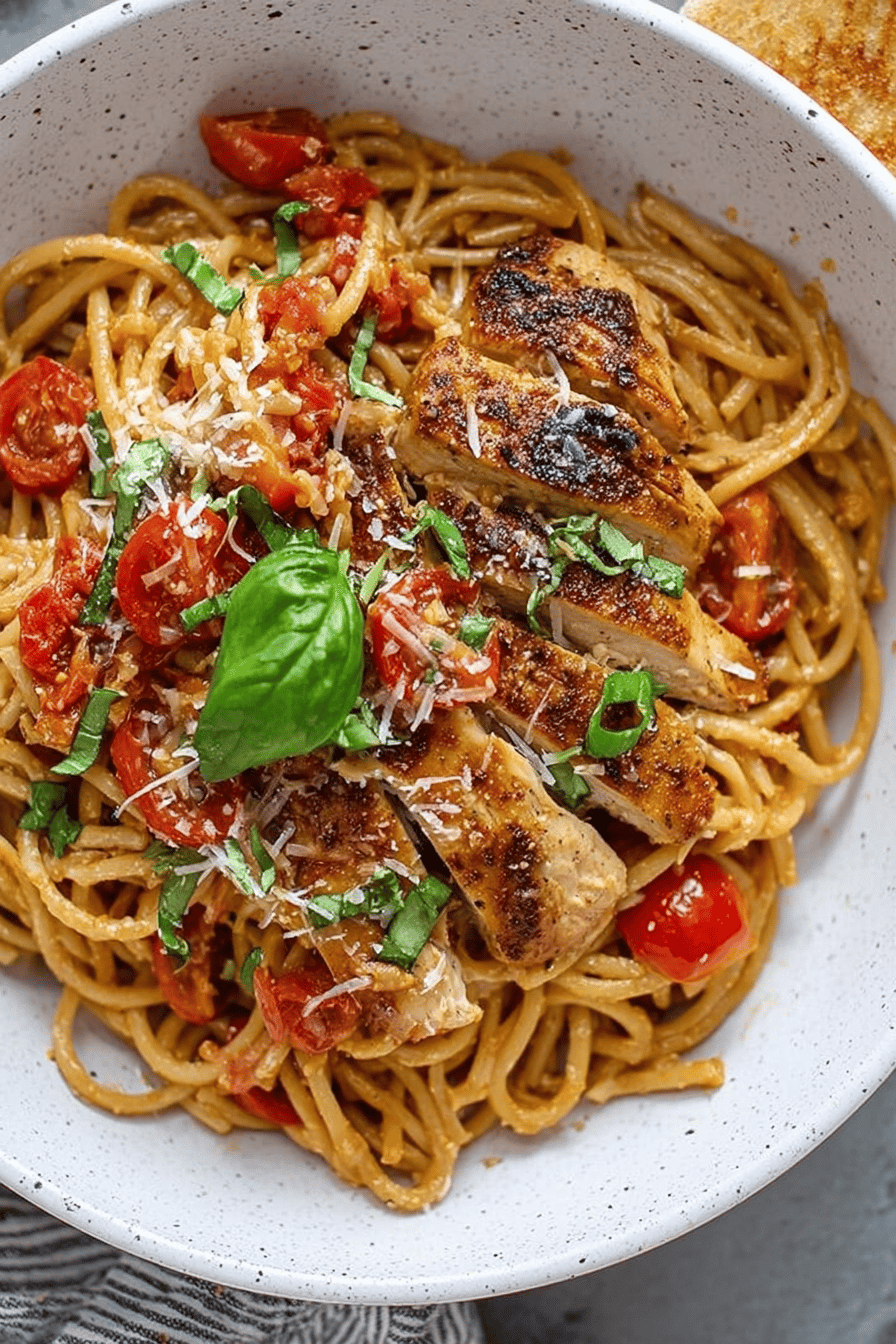 Easy One-Pot Bruschetta Chicken Pasta