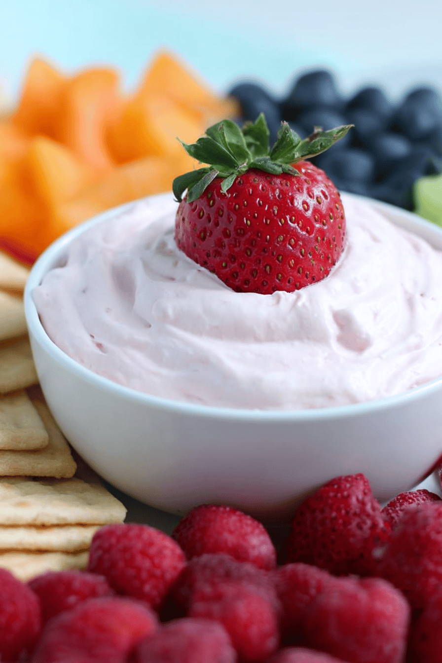 Fluffy Strawberry Cream Cheese Fruit Dip