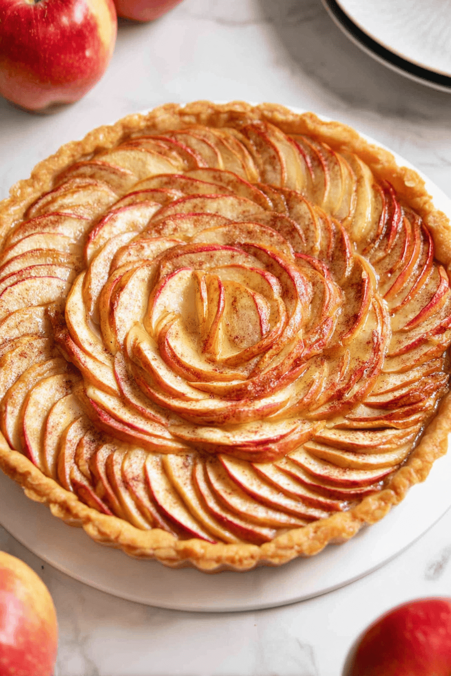 French Apple Tart with Cinnamon Vanilla Glaze