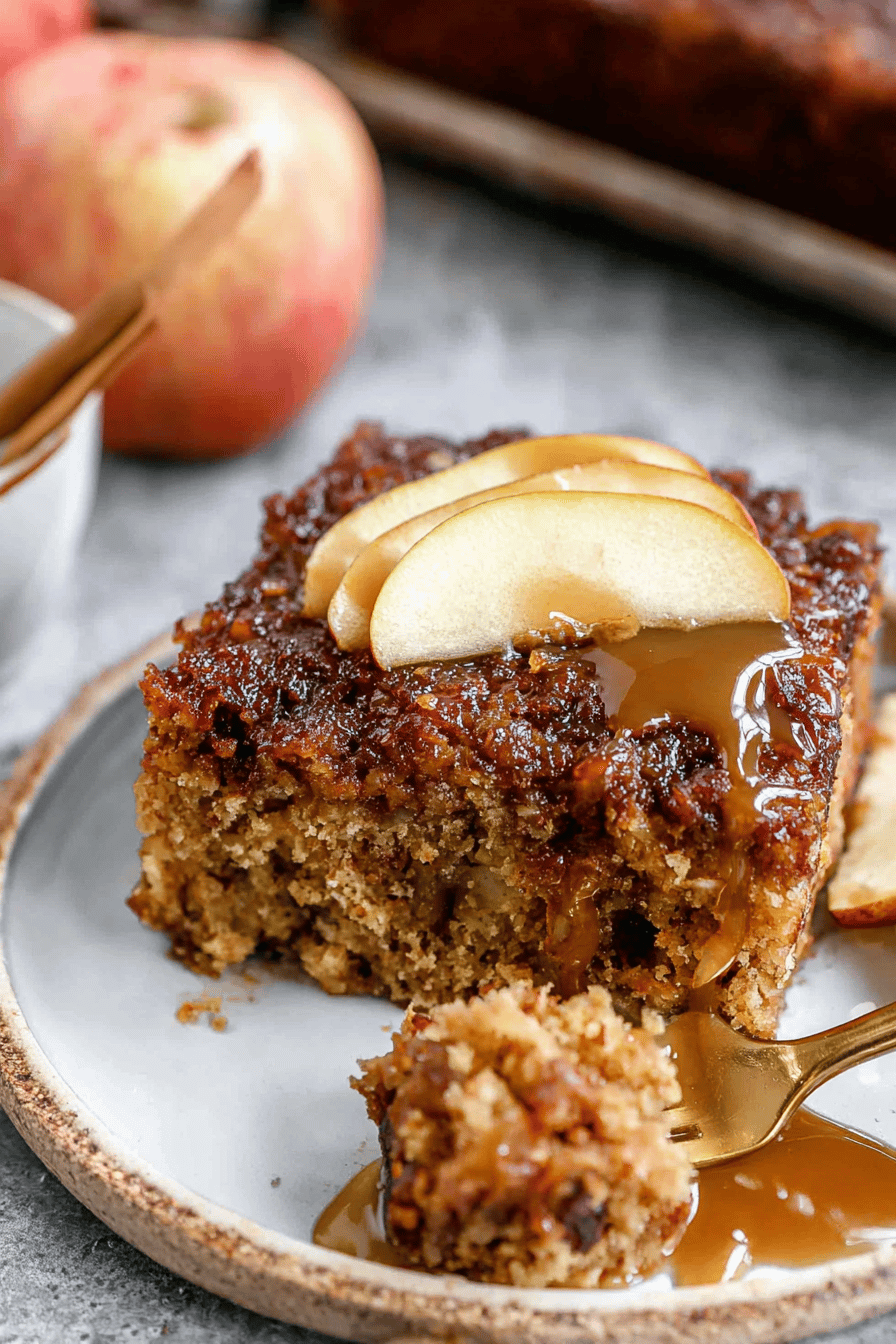 Fresh Apple Spice Cake with Caramel Drizzle