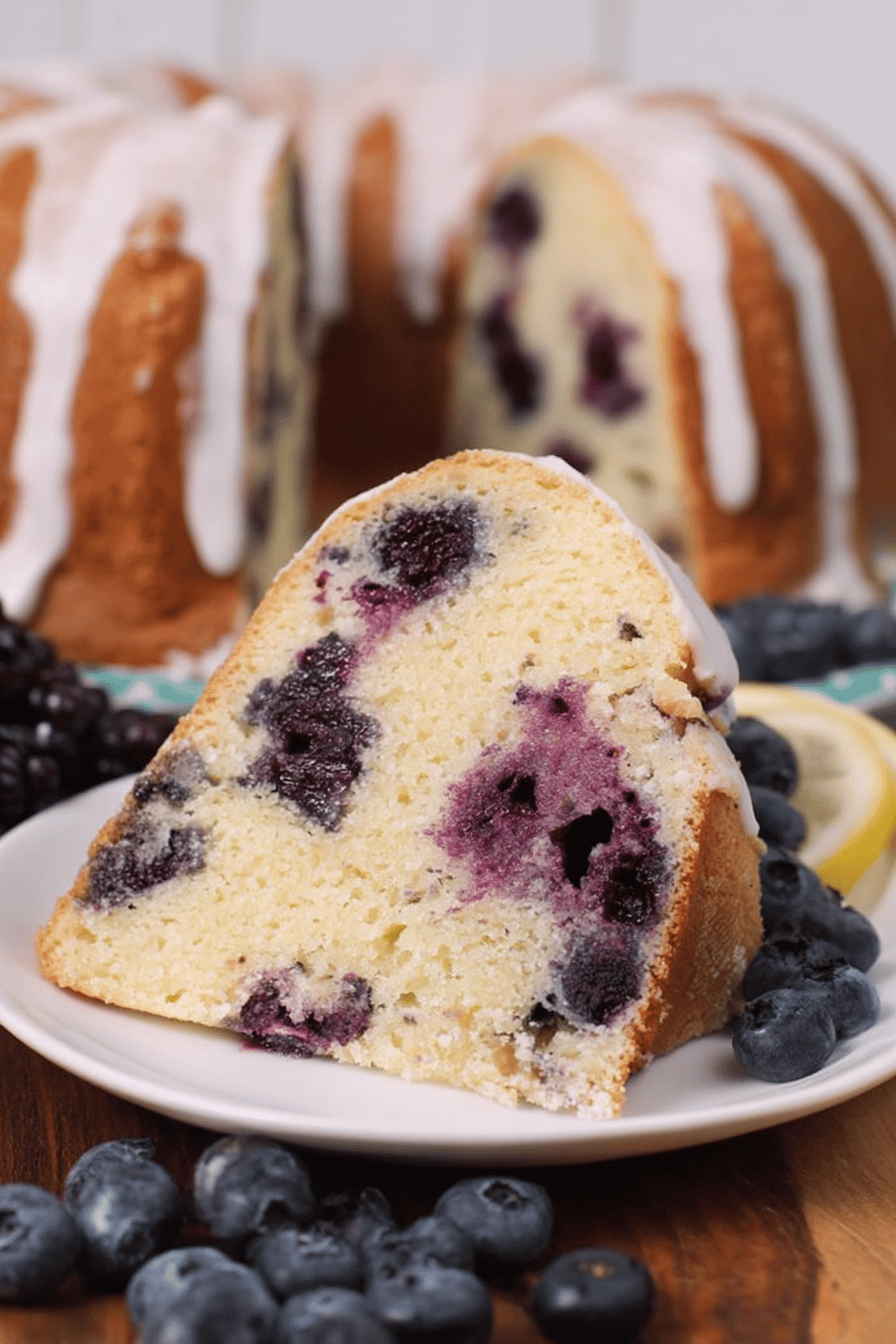 Fresh Blueberry Vanilla Glazed Pound Cake