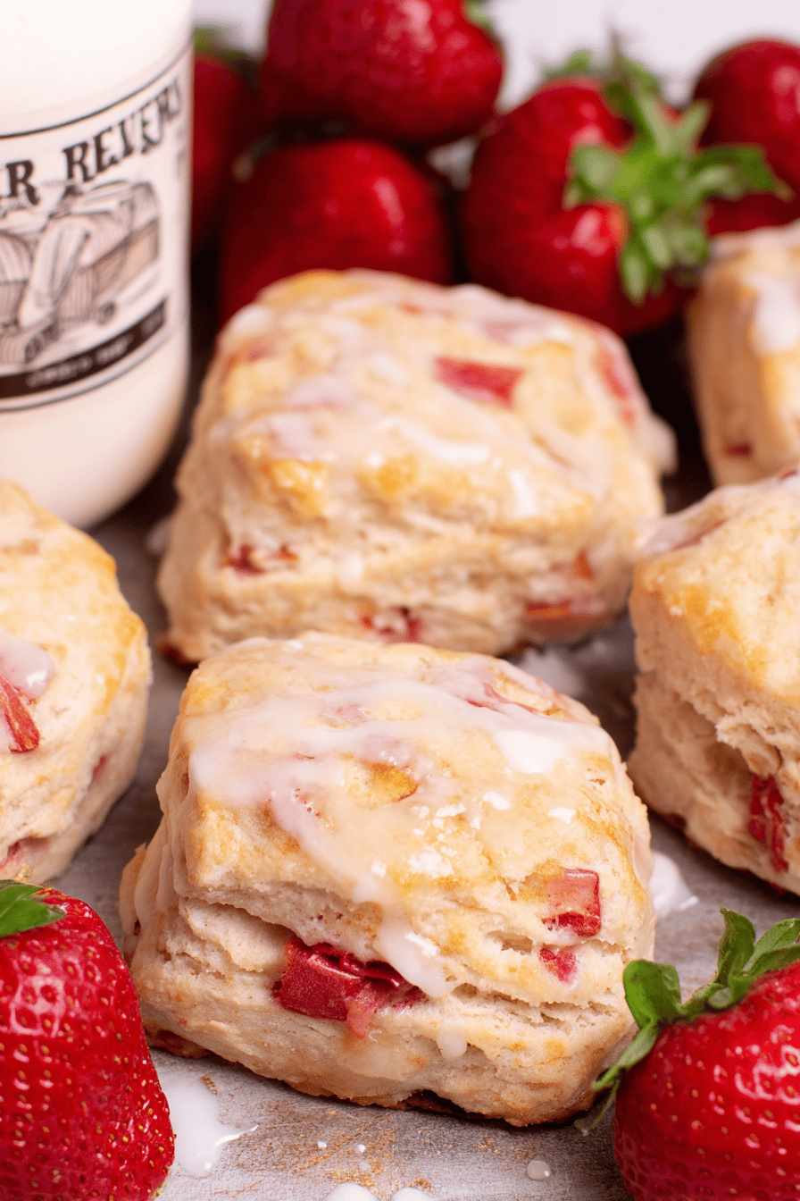 Fresh Strawberry Biscuits with Vanilla Glaze