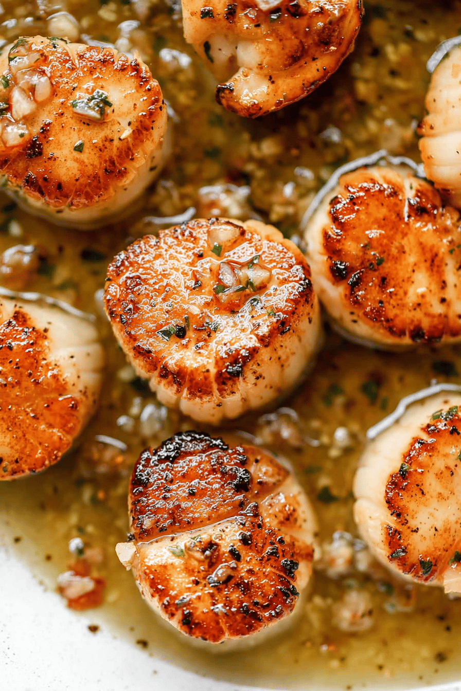 Golden-Crusted Pan-Seared Scallops with Garlic Butter