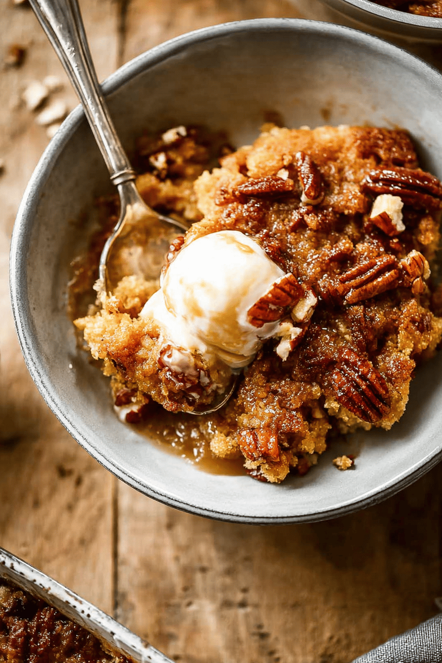 Gooey Pecan Cobbler with Cake-Like Topping