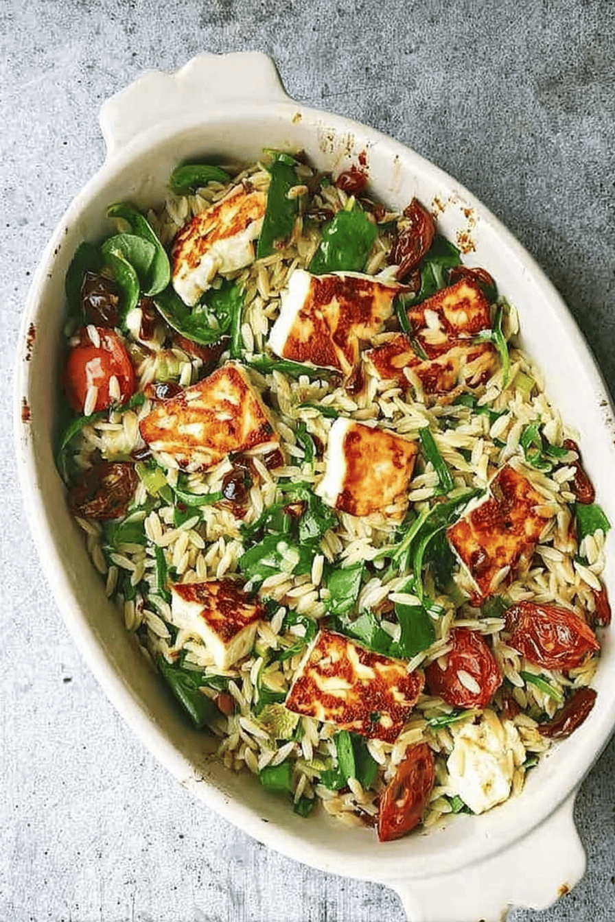 Grilled Haloumi and Orzo BBQ Salad