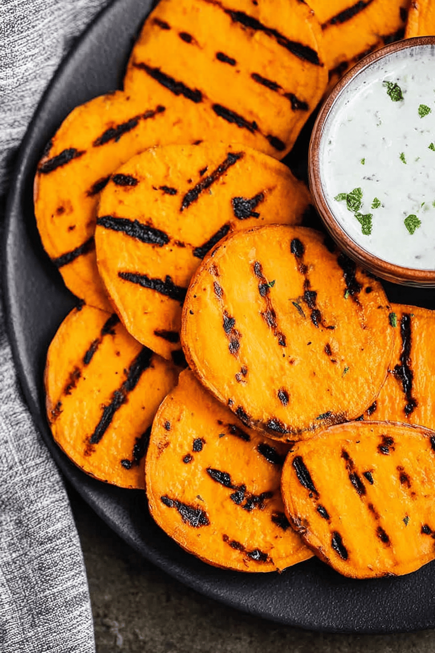 Grilled Sweet Potatoes with Herbed Yogurt Dip