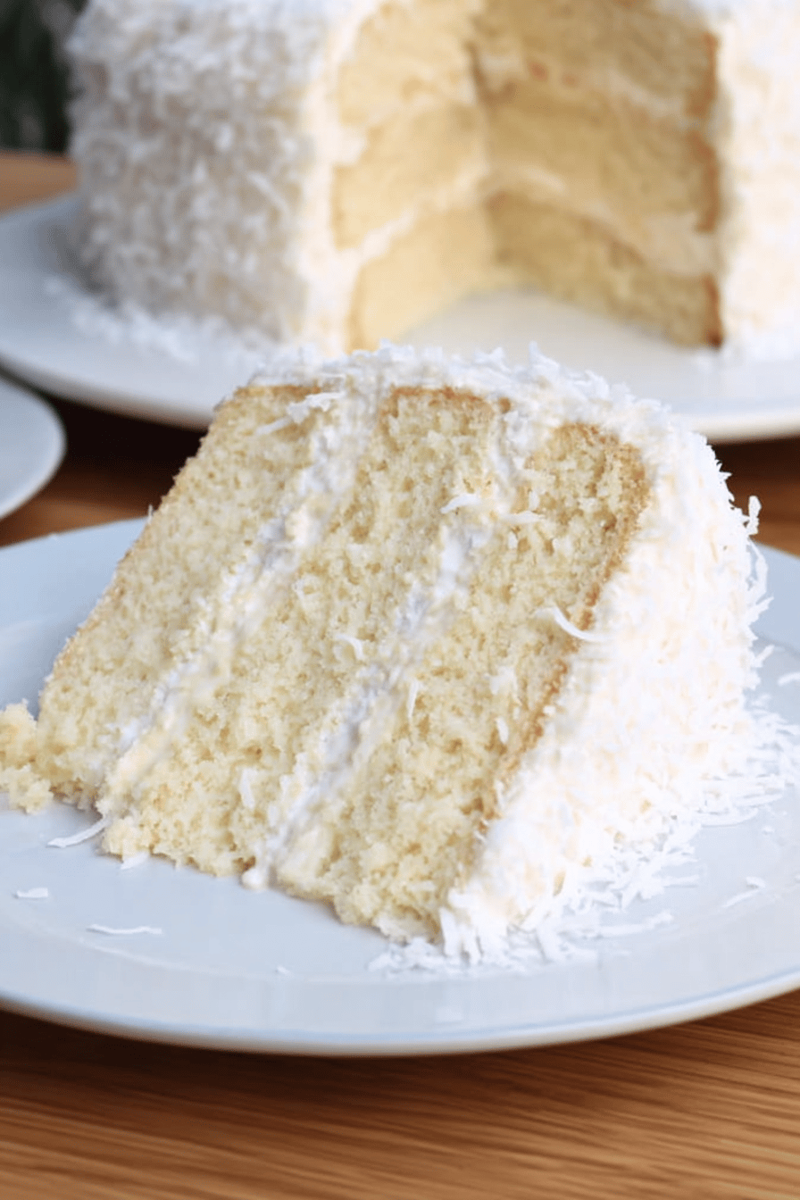Homemade Coconut Cream Cake with Whipped Frosting