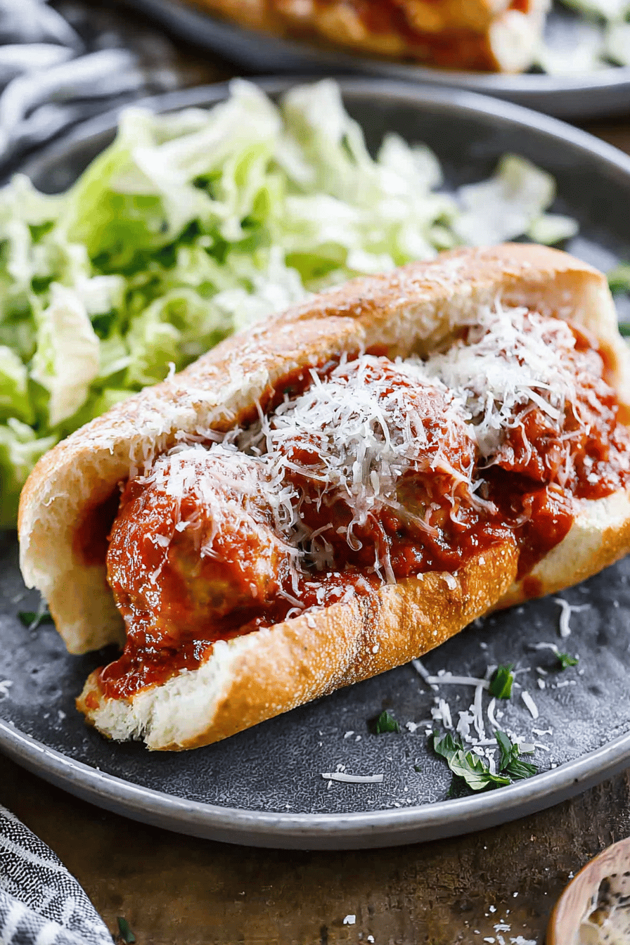 Homemade Meatball Subs with Provolone and Marinara