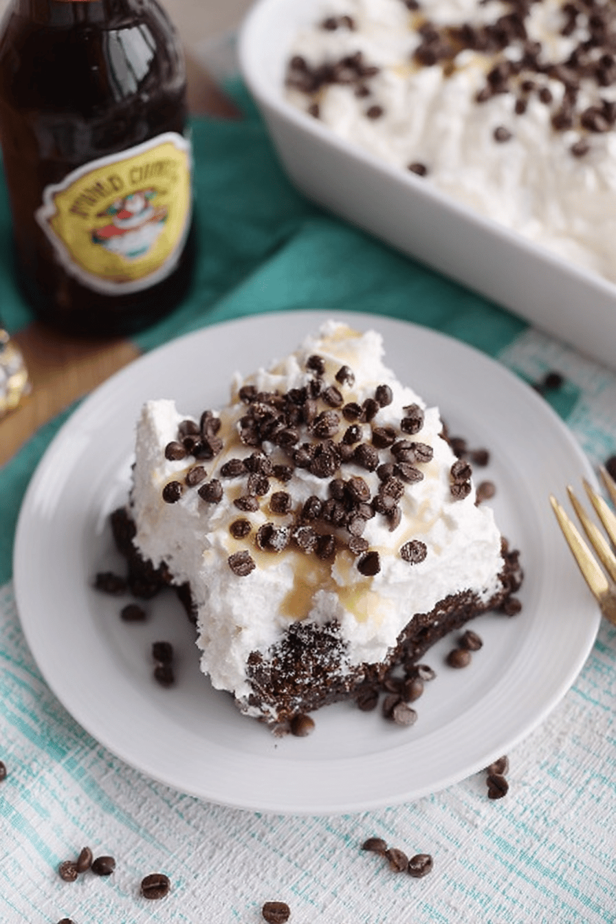 Irish Cream Poke Cake with Fudgy Layers