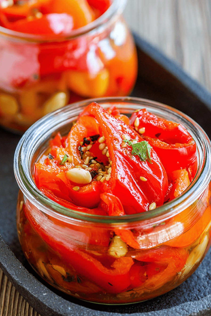Marinated Red Bell Peppers with Easy Flavorful Marinade