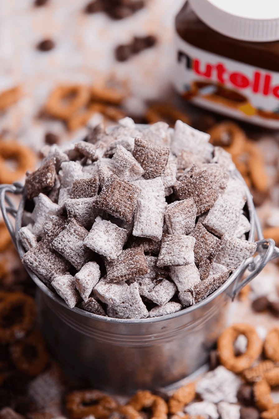 Nutella Puppy Chow Chex Mix Party Hit