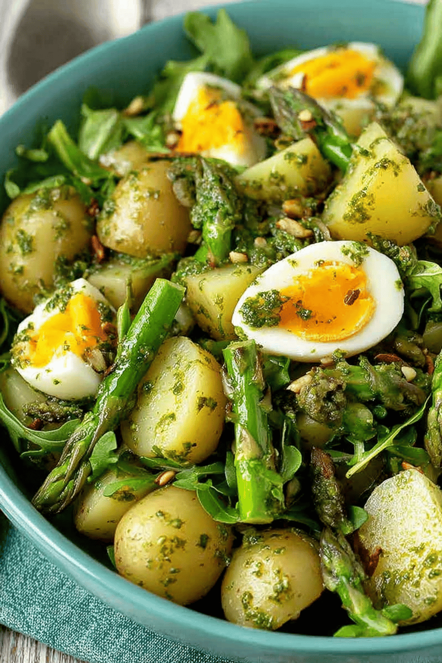 Pesto Potato Asparagus Salad with Pine Nuts